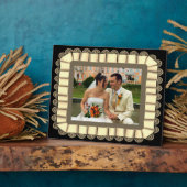 Persoonlijke bruiloft Foto Sepia Lace Ribbon Lijst Fotoplaat (Zijkant)