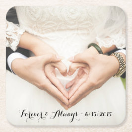 Persoonlijke bruiloft Foto voor altijd en altijd Kartonnen Onderzetters