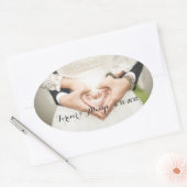 Persoonlijke bruiloft Foto voor altijd en altijd Ovale Sticker (Envelop)