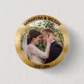 Persoonlijke bruiloft | Goud |Foto Ronde Button 3,2 Cm (Voorkant)