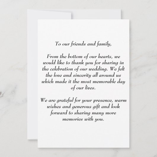 Persoonlijke bruiloft - Hartelijk dank Bedankkaart (Achterkant)