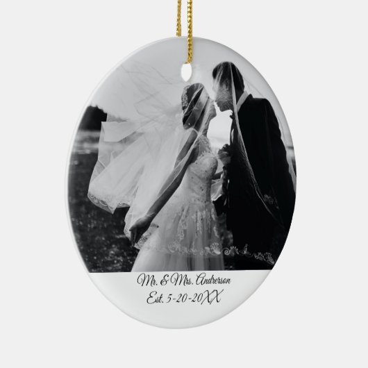 Persoonlijke bruiloft met kerstmis keramisch ornament (Rechts)