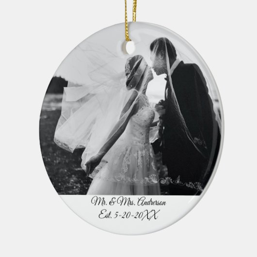 Persoonlijke bruiloft met kerstmis keramisch ornament (Links)