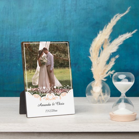 Persoonlijke bruiloft Naam en datum opslaan foto Fotoplaat (Zijkant)