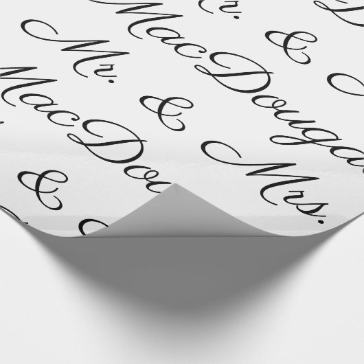 Persoonlijke bruiloft naam huwelijk Gfitwrap B & W Cadeaupapier (Hoek)