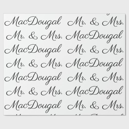 Persoonlijke bruiloft naam huwelijk Gfitwrap B & W Cadeaupapier (Vlak)