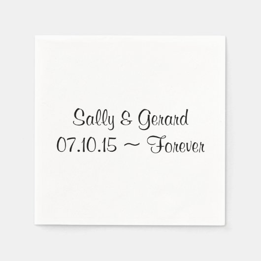 Persoonlijke bruiloft Napkin White - zwarte tekst Servet (Voorkant)