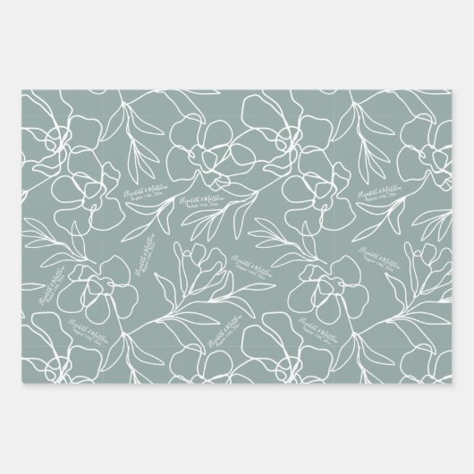 Persoonlijke bruiloft Natuurlijke Groene Abstracte Inpakpapier Vel (Voorkant 3)