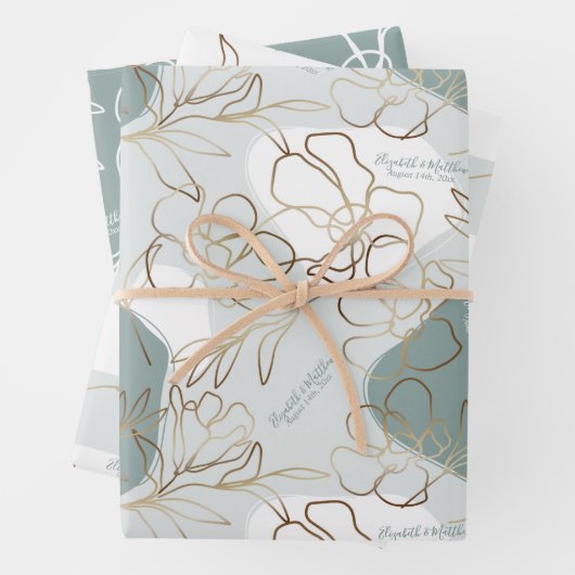 Persoonlijke bruiloft Natuurlijke Groene Abstracte Inpakpapier Vel (In situ)