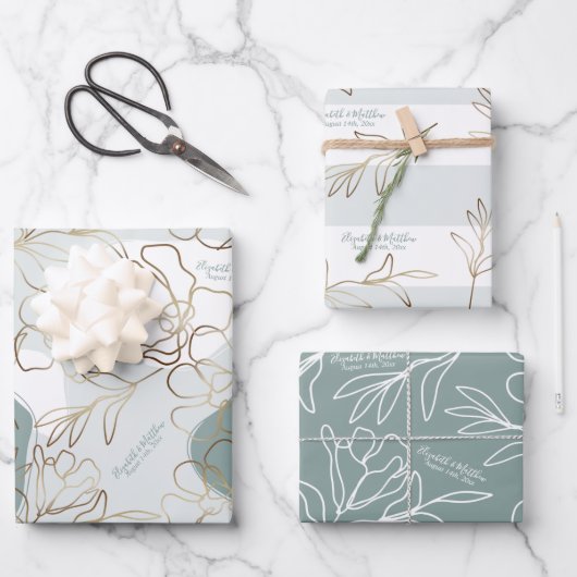 Persoonlijke bruiloft Natuurlijke Groene Abstracte Inpakpapier Vel (Voorkant)