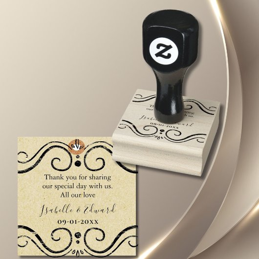 Persoonlijke bruiloft paar's dank u bericht rubberstempel