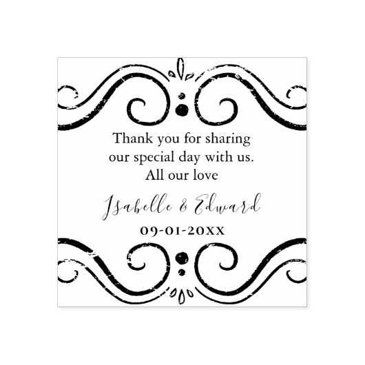 Persoonlijke bruiloft paar's dank u bericht rubberstempel (Afrduk)