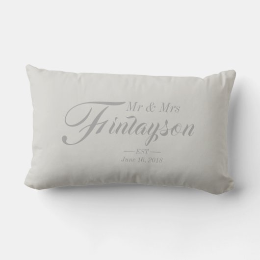 Persoonlijke bruiloft Pillow Gray Kussen (Achterkant)