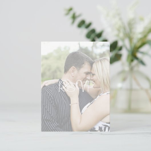Persoonlijke bruiloft RSVP met foto Uitnodiging Briefkaart (Staand voorkant)
