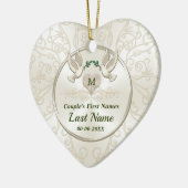 Persoonlijke bruiloft, Tortelduifjes versiering Keramisch Ornament (Links)