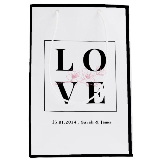 Persoonlijke bruiloft/Valentijn zwart en wit Medium Cadeauzakje (Voorkant)