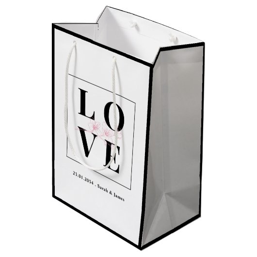 Persoonlijke bruiloft/Valentijn zwart en wit Medium Cadeauzakje (Achterkant Gekanteld)