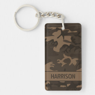 Persoonlijke bruine Camo Sleutelhanger