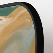 Persoonlijke bruine en blauwe marmer pickleball paddle (Links Detail)