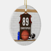 Persoonlijke bruine en rode Basketball Jersey Keramisch Ornament (Rechts)