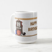 Persoonlijke bruine en rode Basketball Jersey Koffiemok (Voorkant links)