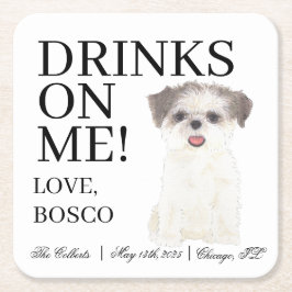 Persoonlijke Bruine en Witte Gouden Shih Tzu Trouw Kartonnen Onderzetters