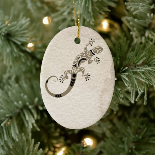 Persoonlijke bruine gecko Lizard op kerstmis met é Keramisch Ornament (Boom)