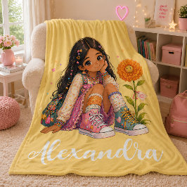 Persoonlijke Bruine Haar Meisjesnaam Fleece Deken