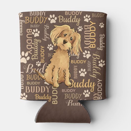 Persoonlijke bruine hond blikjeskoeler (Achterkant)