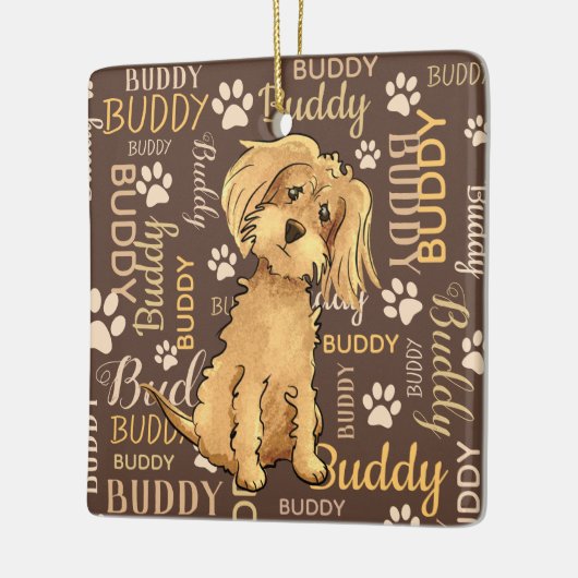Persoonlijke bruine hond keramisch ornament (Links)