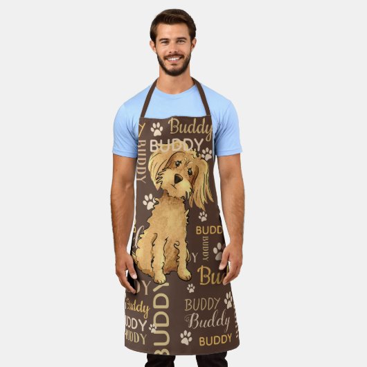 Persoonlijke bruine hond schort (Gedragen)