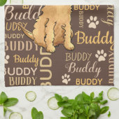 Persoonlijke bruine hond theedoek (Gevouwen)