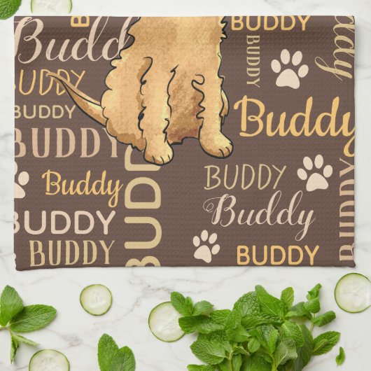 Persoonlijke bruine hond theedoek (Gevouwen)