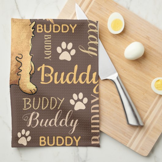 Persoonlijke bruine hond theedoek (Quarter Fold)