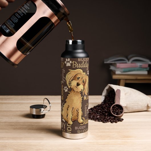 Persoonlijke bruine hond waterfles (Koffie)