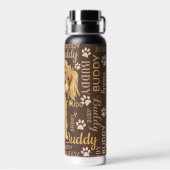 Persoonlijke bruine hond waterfles (Achterkant)