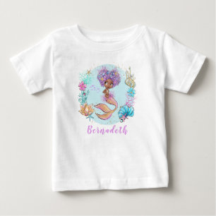 Persoonlijke bruine Kleine Zeemeermin Baby T-Shirt