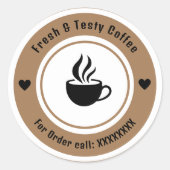 Persoonlijke bruine koffiekop bestel labelstickers ronde sticker (Voorkant)