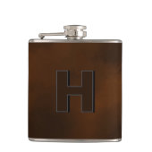 Persoonlijke bruine leren heupmonogram initiaal H Heupfles (Voorkant)
