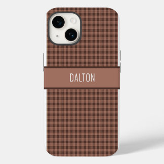 Persoonlijke bruine plaid telefoonhoes iPhone 14 hoesje