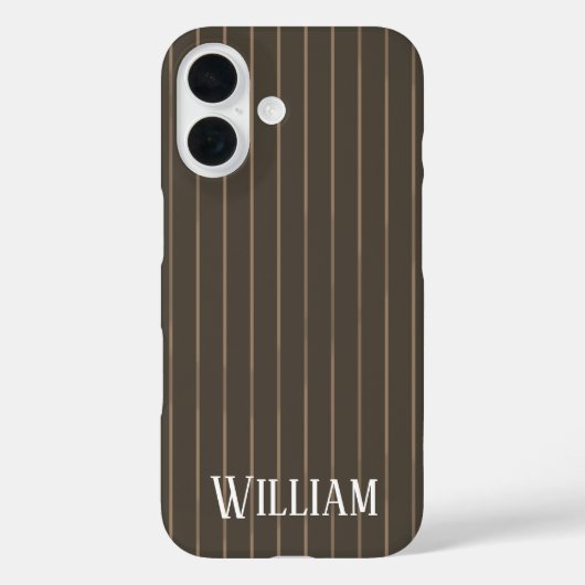 Persoonlijke bruine retro pinstripes Case-Mate iPhone case (Achterkant)