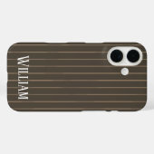 Persoonlijke bruine retro pinstripes Case-Mate iPhone case (Achterkant (horizontaal))