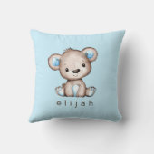 Persoonlijke bruine Teddy Bear Baby Blue Kussen (Achterkant)