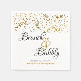 Persoonlijke Brunch Bubble Gold Confetti op White Servet
