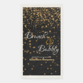 Persoonlijke Brunch Bubble Gold Confetti op zwart Servet