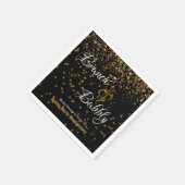 Persoonlijke Brunch Bubble Gold Confetti op zwart Servet (Hoek)