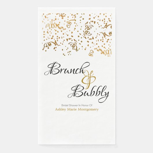 Persoonlijke Brunch Bubble Gold Confetti Streamers Servet (Voorkant)
