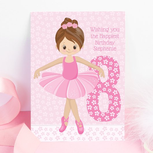 Persoonlijke Brunette Ballerina Birthday Kaart