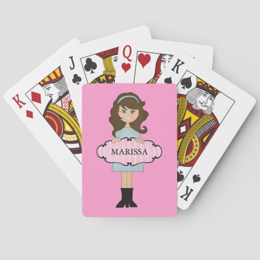 Persoonlijke Brunette Girly-speelkaarten Pokerkaarten (Achterkant)