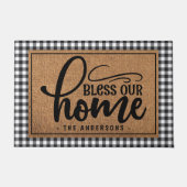 Persoonlijke Buffalo Plaid Bless Our Home Deurmat (Voorkant)